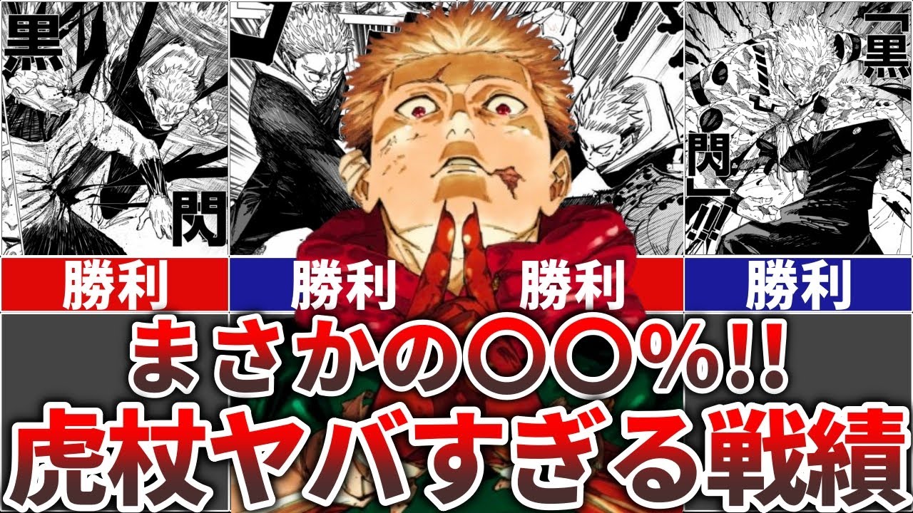 【呪術廻戦】主人公『虎杖悠仁』の勝率まさかの〇〇%!!ヤバすぎる全21バトルを解説!!