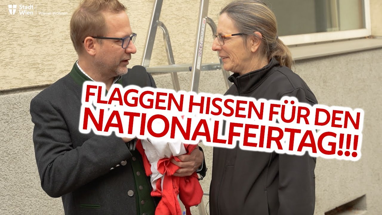 Flaggen hissen zum Nationalfeiertag am Strindberghof