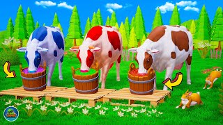 Colorful Cows - What's Happening in Farm...? - Animals Farm Diorama | Cow Videos 3D Cartoons 2023