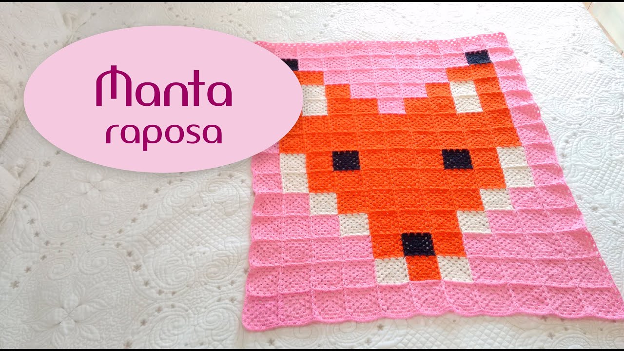 Manta de bebê Raposa (pixel crochê)