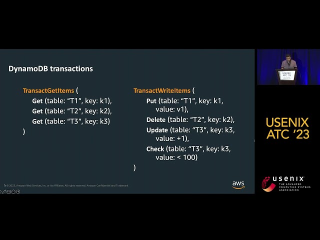USENIX ATC '23 - Distributed Transactions at Scale in Amazon DynamoDB