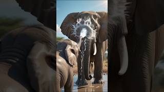 Baby Elephant Plays a WATER PRANK on Mom! 🐘💦 (Too Cute!) #Shorts