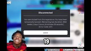 Ishowspeed is banned in the roblox is 4960 weeks 2 day 5 hours 19 minutes 59 seconds #robloxmemes