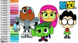 Teen Titans Go As Kids Coloring Book Page Robin Cyborg Starfire Sprinkled Donuts