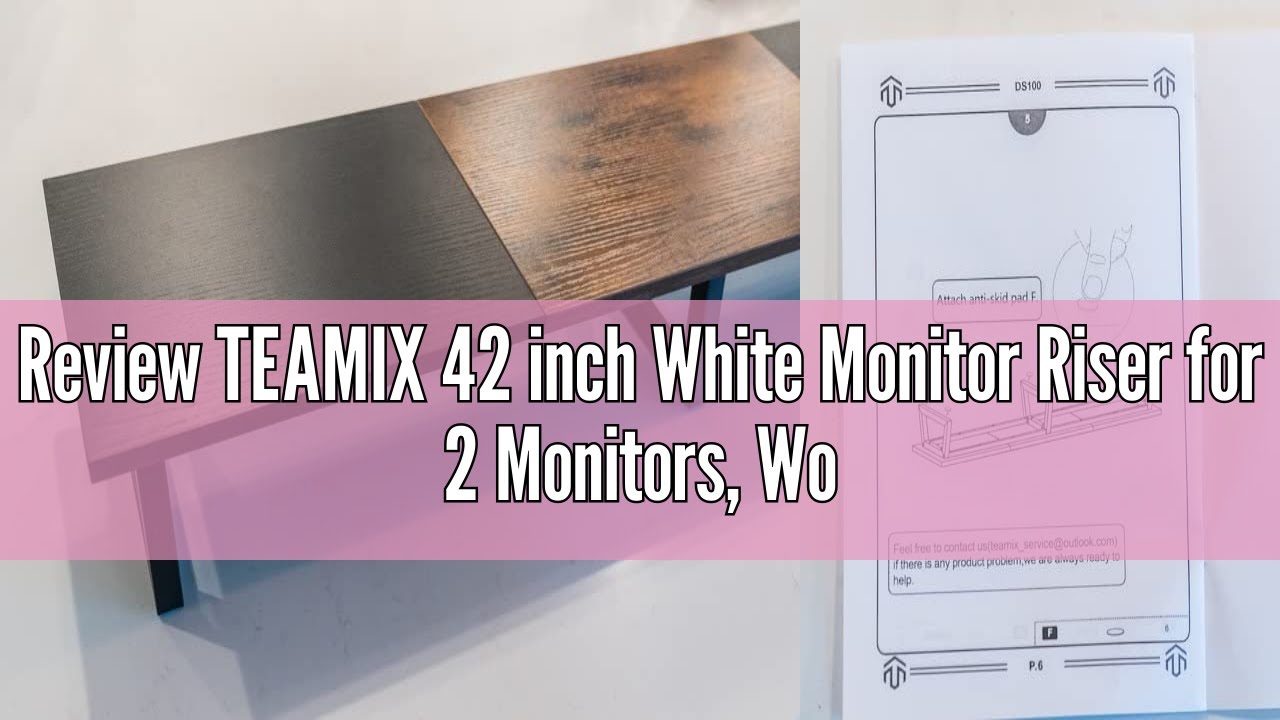Review TEAMIX 42 inch White Monitor Riser for 2 Monitors, Wood Desktop ...