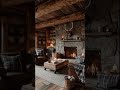 Cozy Rustic Lodge Living Room with Stone Fireplace & Antler Decor 🦌 #RusticChic #CabinDecor