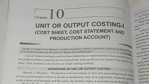 Chapter 10 Unit or Output Costing  | Cost accounting | easy explain| easy explanation