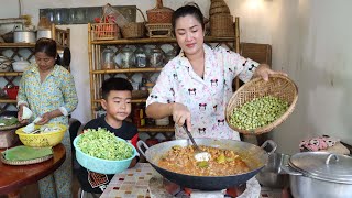 Relaxing And Peaceful Life In Countryside Pregnant Mom Prepare Healthy Food For Family