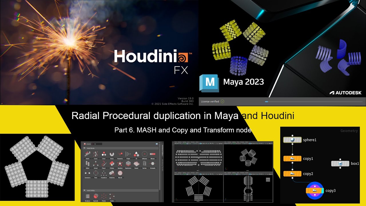 Radial duplication in Maya and Houdini. Copying and transforming. Part ...