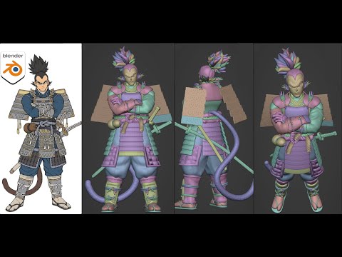 Blender 3D Sculpting ( Timelapse ) - Vegeta | Samourai Style | Part 2