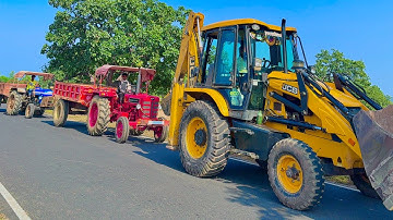JCB 3dx loading Red Mud in Tractors | Mahindra 275 | Powertrac 434 | Jcb video