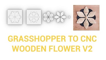 Wooden Flower Carvings V2 artistic process - Grasshopper + Rhino to Fusion 360 to CNC Mill - ASMR