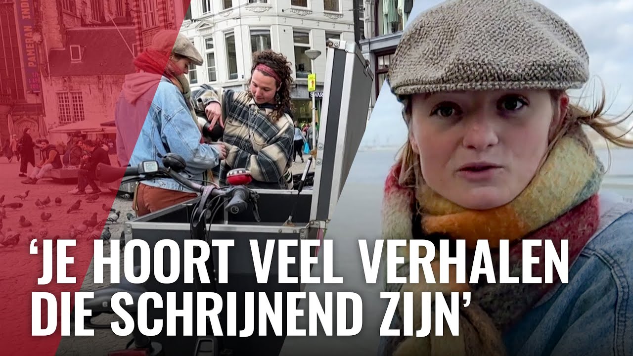 Britt en Irene fietsen langs daklozen met koffie en eten