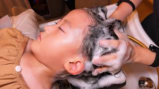 ASMR 4K | 5-Year-Old Boy Falls Asleep 💤 Gentle Hair Wash & Head Spa