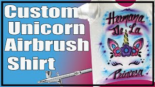 custom airbrush unicorn shirt with stencil