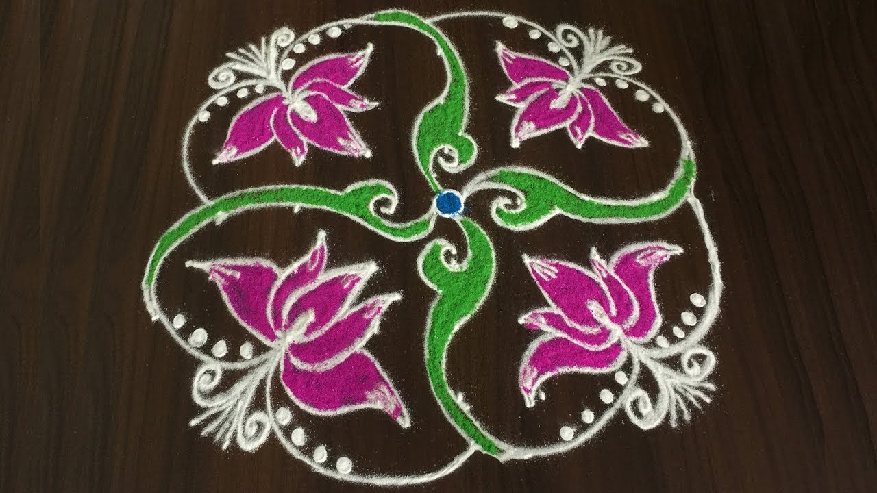 Rangoli Designs With 7 to 3 Dots