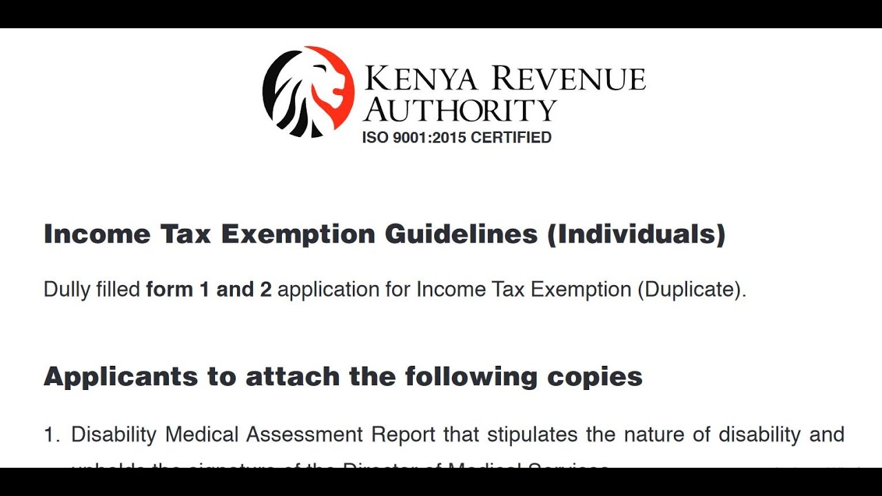 KRA Tax Exemption For Imports And Income Explained Persons With 