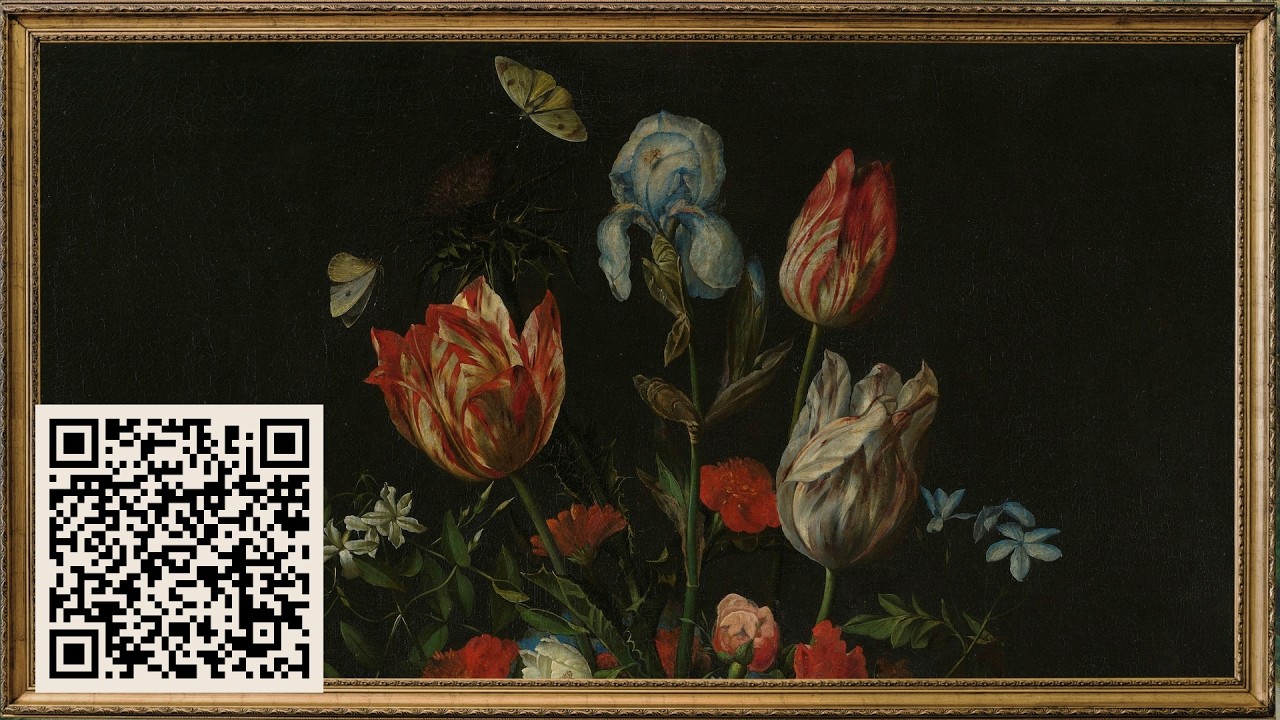 Gold Framed TV Art Screensaver. 4K Frame TV Hack. Vintage Dark & Moody Spring Floral DIY Decor Idea.