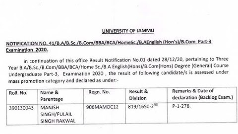 Jammu University B.A/ B.Sc / B.Com part 3rd students result out check now