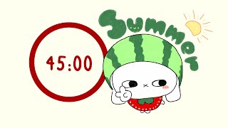 Pomodoro Timer 3x45 | Summer Watermelon with Hotot 🍉 | STUDY WITH ME