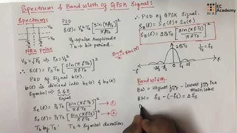 DC#38 Power Spectrum and Bandwidth of QPSK signal || EC Academy