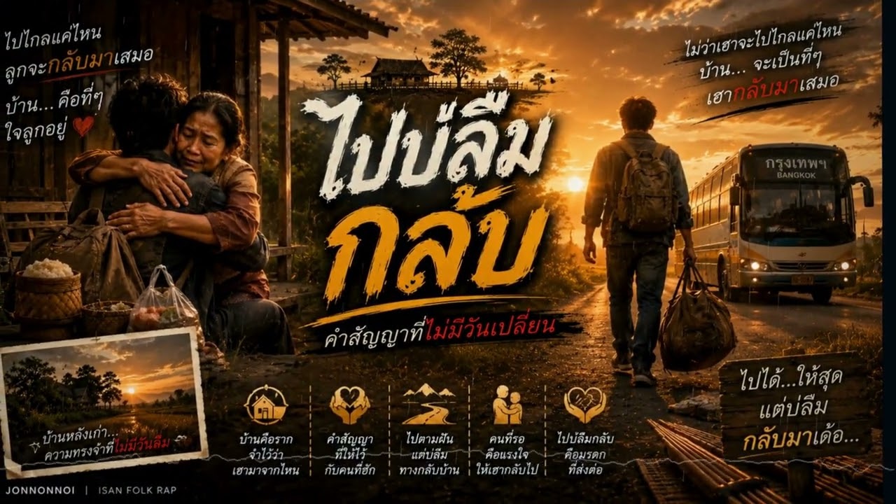 🏡 ไปบ่ลืมกลับ  ไม่ว่าเราจะเดินทางไกลแค่ไหน... สุดท้ายก็ยังมี "บ้าน" ที่รอเราอยู่เสมอ — เพลงจาก ISAANRAPPER