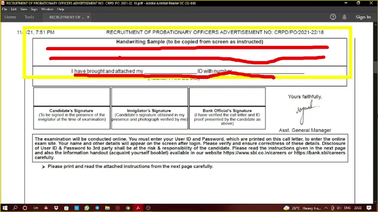 Handwriting Sample on Admit card 2021|what to write?|क्या लिखूं?|SBI PO,IBPS PO,Clerk  