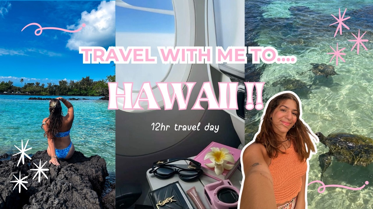 Travel with me to Hawaii ✨✈️ 12hr travel day, 1st time in airport lounges, The Big Island!