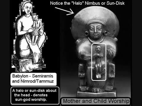 nimrod sun tammuz worship semiramis god catholic easter child jesus statue roman solar halo bible pagan lent mother part ancient