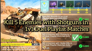 Call Of Duty Mobile Kill 5 Enemies with Shotguns in 1v1 Duel Playlist Matches Task Complete