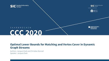 Optimal Lower Bounds for Matching and Vertex Cover in Dynamic Graph Streams - Jacques Dark