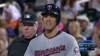 MIN@NYM: Berrios grounds a single for first MLB hit