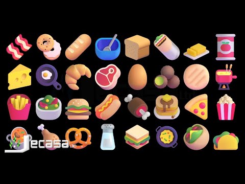 3D Emoji Meanings Part 19 Prepared and Processed Food Fluent Emojis English Vocabulary