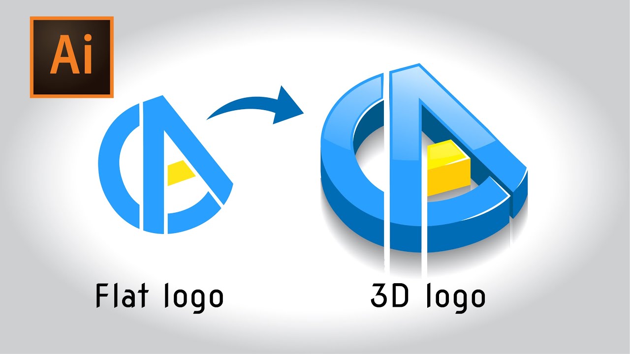 How do I change a 2D logo to 3D in Illustrator?