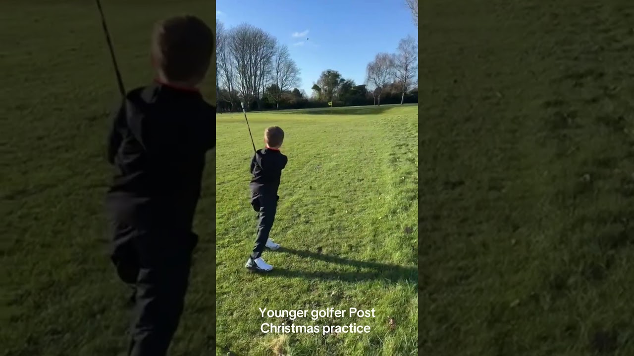 Young golfer.post Christmas practice 