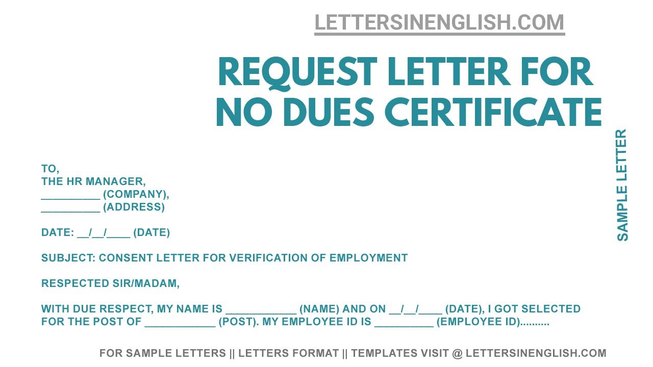 no dues application letter for college