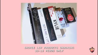 SHOPEE LIP PRODUCTS UNBOXING AND SWATCHES (10-15 PESOS ONLY)