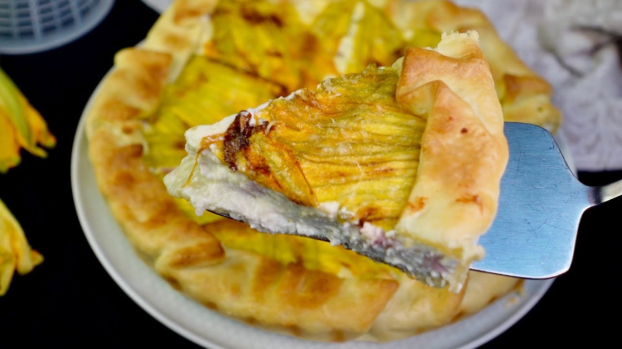 TORTA SALATA / QUICHE CON  FIORI DI ZUCCA ricetta facile e veloce🤩