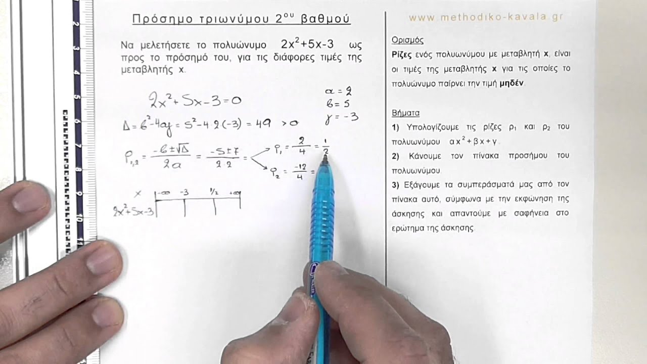 Πρόσημο τριωνύμου δευτέρου βαθμού