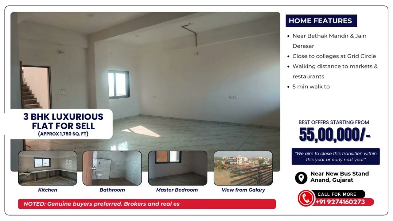 Dream Luxury 3BHK Flat in Anand | Prime Area | Best Deal Starting ₹55 Lakh