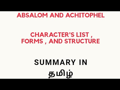 Absalom And Achitophel Character List And Forms And Structure