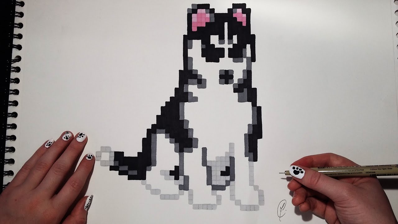 Cute Little Dog Drawing - Pixel Art ( Easy ) - YouTube