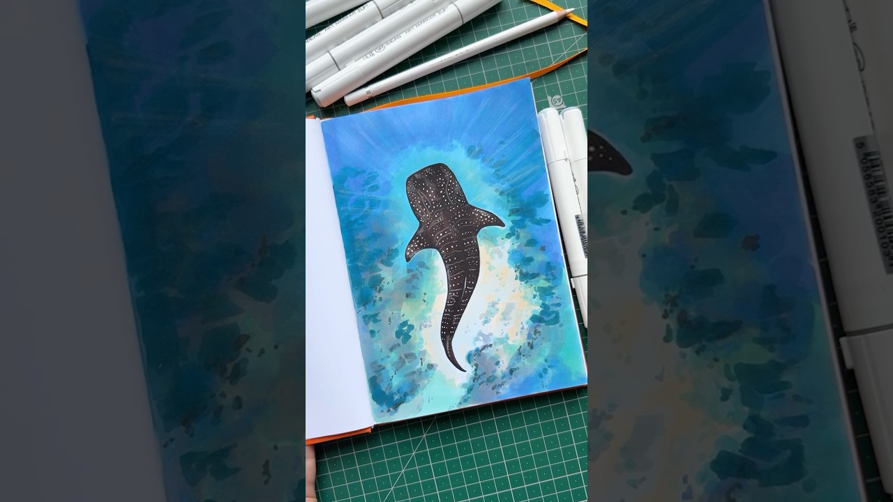 How to Draw a Beautiful Shark Underwater 🌊 | Marker Sketch for Beginners