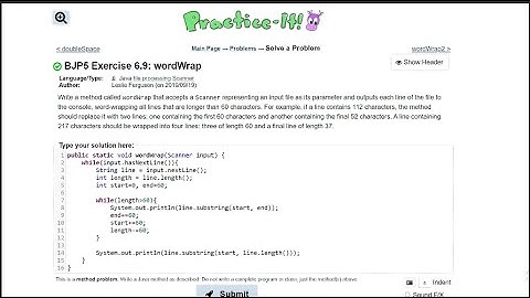 Java Practice It || 6.9 wordWrap || file processing, scanner, while loop, .subString(), Strings