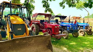 JCB 3dx Xpert Loading Mud in Mahindra Tractor | Powertrac Tractor | Jcb Tractor #jcb #tractor