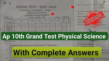 Ap 10th class Physical science grand test question paper with answers 2025|10th grand test physics