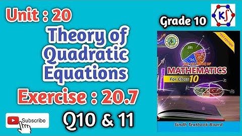 Unit 20 || Exercise 20.7 || Q10 & 11 || Grade 10 ||New Sindh Textbook Board Maths ||#class10maths