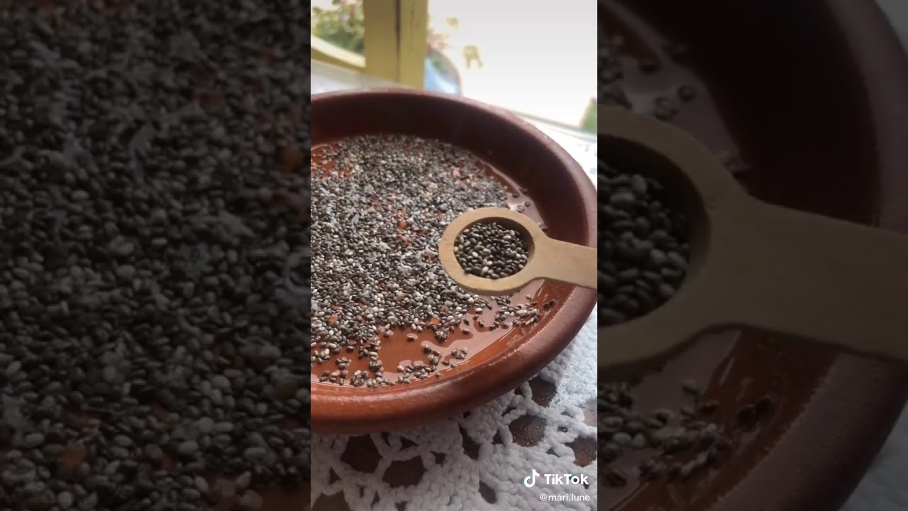 Chia seeds 😍 مزهريه صغيره من بذور الشيا وقطرات الماء 