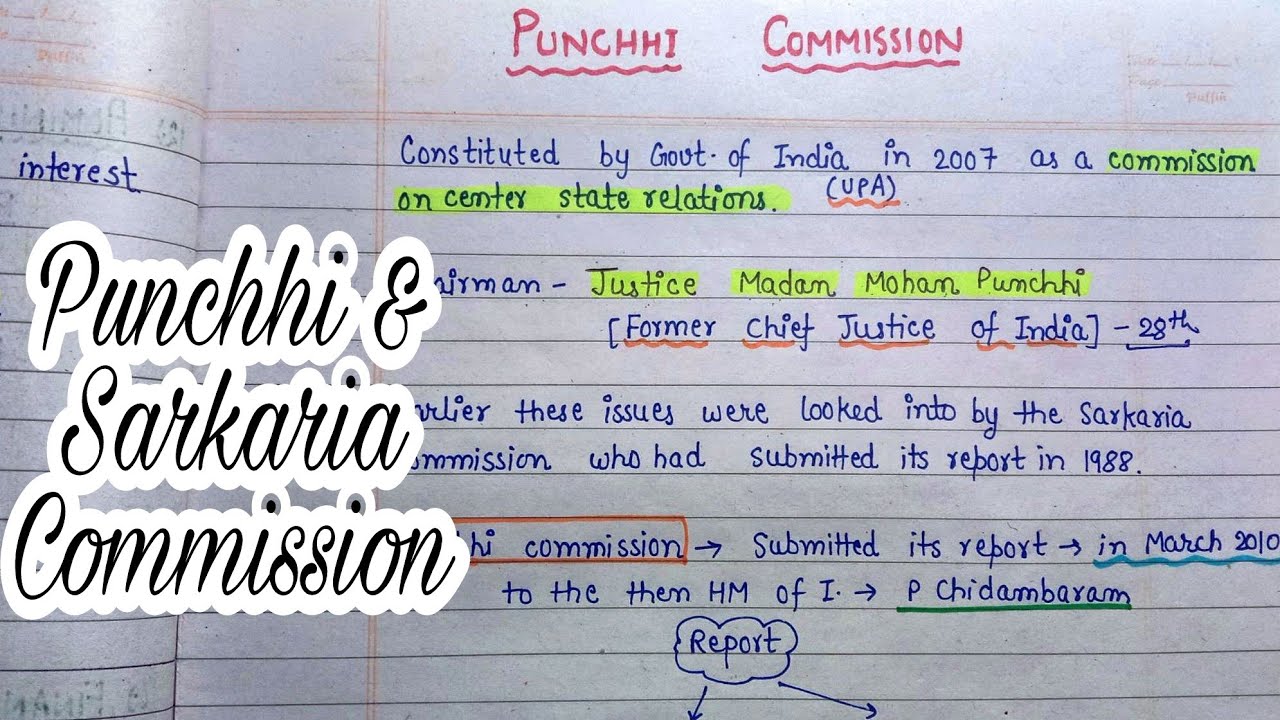 Punchhi & Sarkaria Commission || lec.56 || Handwritten notes || Indian Polity || An aspirant !