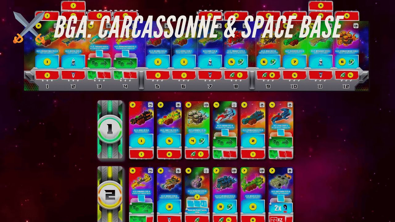 Board Game Arena First Time Carcassonne & Space Base (Live Stream
